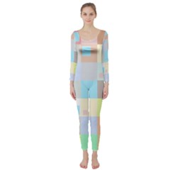 Pastel Diamonds Background Long Sleeve Catsuit by Nexatart