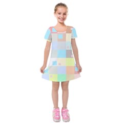 Pastel Diamonds Background Kids  Short Sleeve Velvet Dress by Nexatart