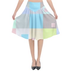 Pastel Diamonds Background Flared Midi Skirt