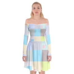 Pastel Diamonds Background Off Shoulder Skater Dress