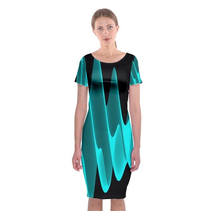 Wave Pattern Vector Design Classic Short Sleeve Midi Dress