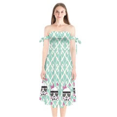 Flower Pattern114 Shoulder Tie Bardot Midi Dress Chick Troopers by galfawkes