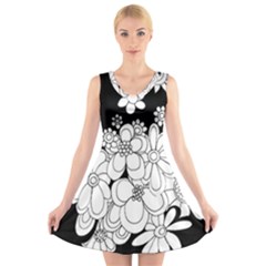 Mandala Calming Coloring Page V-neck Sleeveless Skater Dress by Nexatart