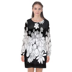 Mandala Calming Coloring Page Long Sleeve Chiffon Shift Dress  by Nexatart