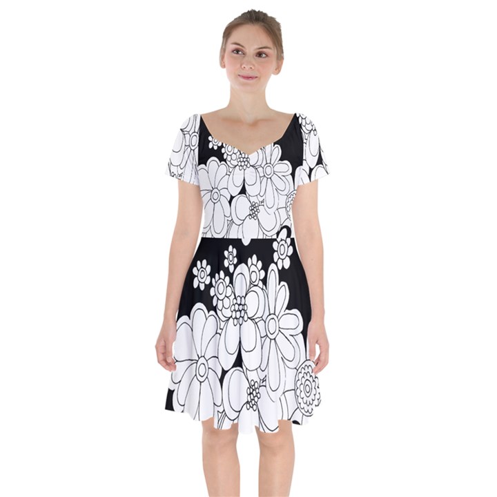 Mandala Calming Coloring Page Short Sleeve Bardot Dress