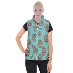 Circle Vector Background Abstract Women s Button Up Puffer Vest