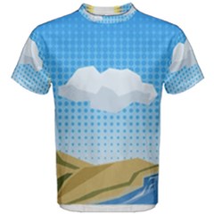 Grid Sky Course Texture Sun Men s Cotton Tee by Nexatart