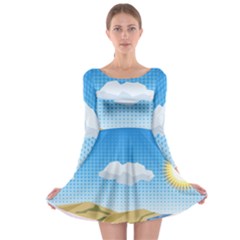 Grid Sky Course Texture Sun Long Sleeve Skater Dress by Nexatart