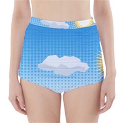 Grid Sky Course Texture Sun High-waisted Bikini Bottoms by Nexatart