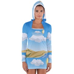 Grid Sky Course Texture Sun Women s Long Sleeve Hooded T-shirt by Nexatart