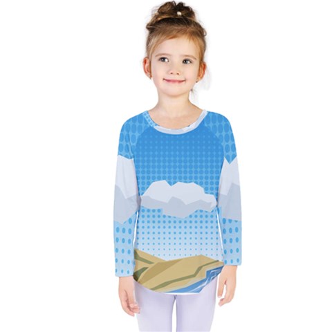 Grid Sky Course Texture Sun Kids  Long Sleeve Tee by Nexatart