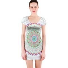 Flower Abstract Floral Short Sleeve Bodycon Dress by Nexatart