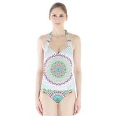 Flower Abstract Floral Halter Swimsuit by Nexatart