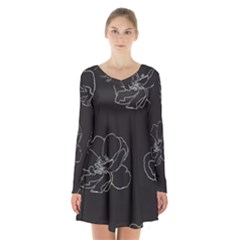 Rose Wild Seamless Pattern Flower Long Sleeve Velvet V-neck Dress by Nexatart