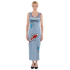 Koi Carp East Vector Seamless Fitted Maxi Dress by Nexatart