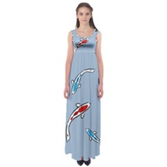 Koi Carp East Vector Seamless Empire Waist Maxi Dress by Nexatart