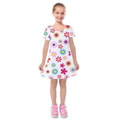 Floral Flowers Background Pattern Kids  Short Sleeve Velvet Dress by Nexatart