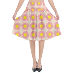 Pattern Flower Background Wallpaper Flared Midi Skirt