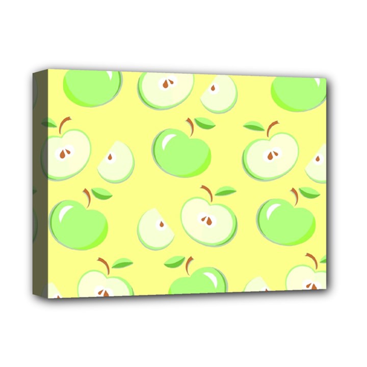 Apples Apple Pattern Vector Green Deluxe Canvas 16  x 12  