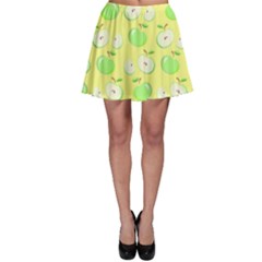 Apples Apple Pattern Vector Green Skater Skirt by Nexatart