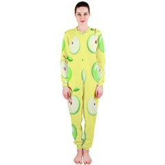 Apples Apple Pattern Vector Green Onepiece Jumpsuit (ladies)  by Nexatart