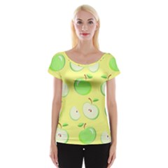 Apples Apple Pattern Vector Green Women s Cap Sleeve Top by Nexatart