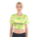 Apples Apple Pattern Vector Green Cotton Crop Top View1