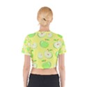 Apples Apple Pattern Vector Green Cotton Crop Top View2