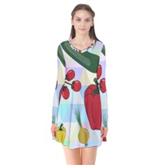 Vegetables Cucumber Tomato Flare Dress by Nexatart