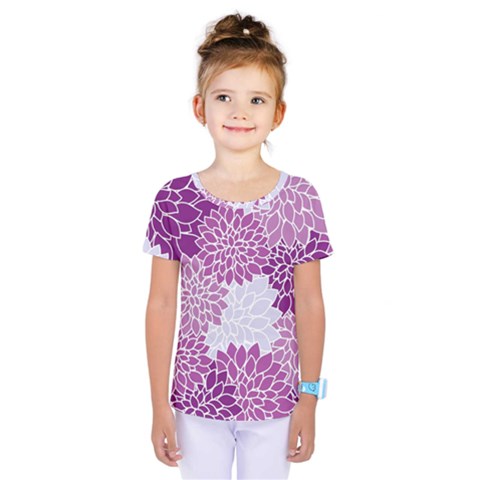 Floral Wallpaper Flowers Dahlia Kids  One Piece Tee by Nexatart