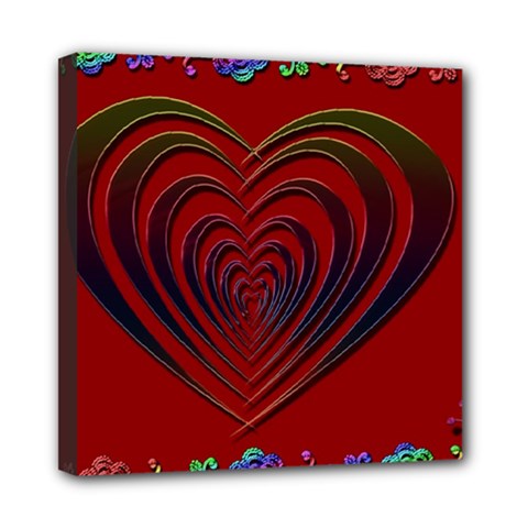 Red Heart Colorful Love Shape Mini Canvas 8  X 8  by Nexatart