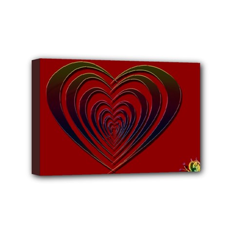 Red Heart Colorful Love Shape Mini Canvas 6  X 4  by Nexatart