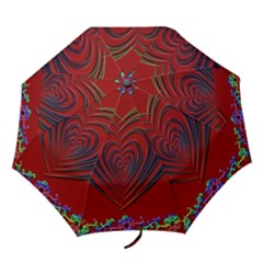 Red Heart Colorful Love Shape Folding Umbrellas by Nexatart