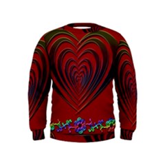 Red Heart Colorful Love Shape Kids  Sweatshirt by Nexatart