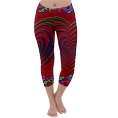 Red Heart Colorful Love Shape Capri Winter Leggings  by Nexatart