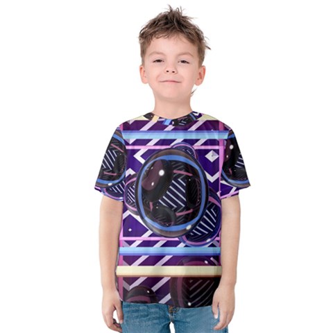 Abstract Sphere Room 3d Design Kids  Cotton Tee by Nexatart