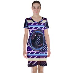 Abstract Sphere Room 3d Design Short Sleeve Nightdress by Nexatart