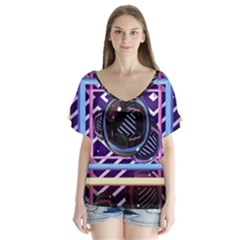 Abstract Sphere Room 3d Design Flutter Sleeve Top by Nexatart