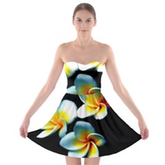 Flowers Black White Bunch Floral Strapless Bra Top Dress by Nexatart