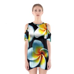 Flowers Black White Bunch Floral Shoulder Cutout One Piece by Nexatart