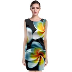 Flowers Black White Bunch Floral Classic Sleeveless Midi Dress by Nexatart