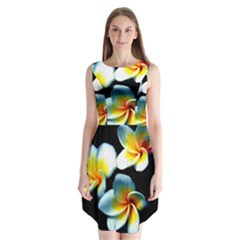 Flowers Black White Bunch Floral Sleeveless Chiffon Dress   by Nexatart