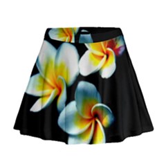 Flowers Black White Bunch Floral Mini Flare Skirt by Nexatart