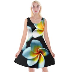 Flowers Black White Bunch Floral Reversible Velvet Sleeveless Dress by Nexatart