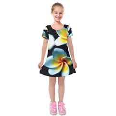 Flowers Black White Bunch Floral Kids  Short Sleeve Velvet Dress by Nexatart