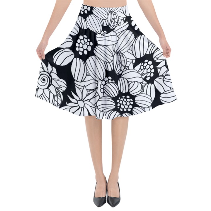 Mandala Calming Coloring Page Flared Midi Skirt