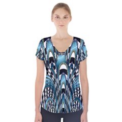 Abstract Art Design Texture Short Sleeve Front Detail Top by Nexatart