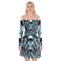 Abstract Art Design Texture Off Shoulder Skater Dress