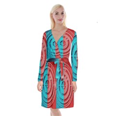 Vector Watch Texture Red Blue Long Sleeve Velvet Front Wrap Dress by Nexatart