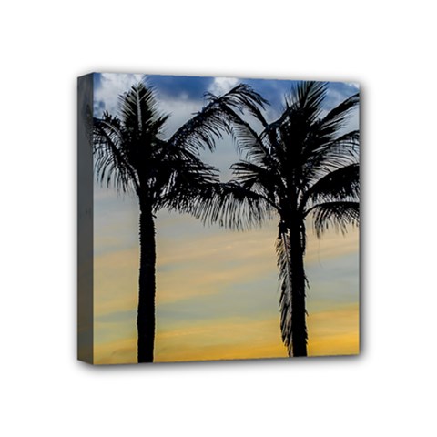 Palm Trees Against Sunset Sky Mini Canvas 4  X 4  by dflcprints